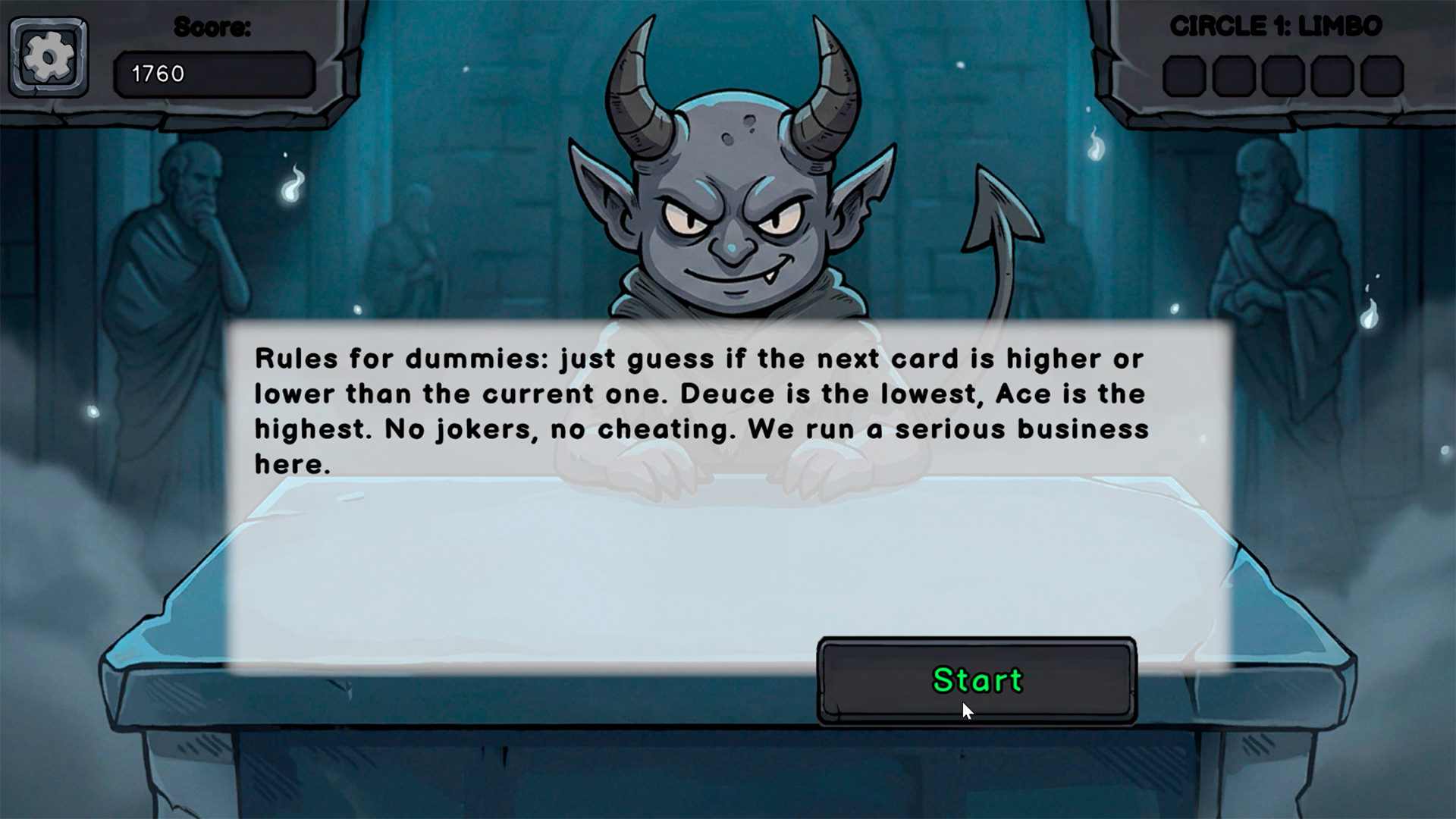 Hellish Cards: Higher or Lower — screenshot 1