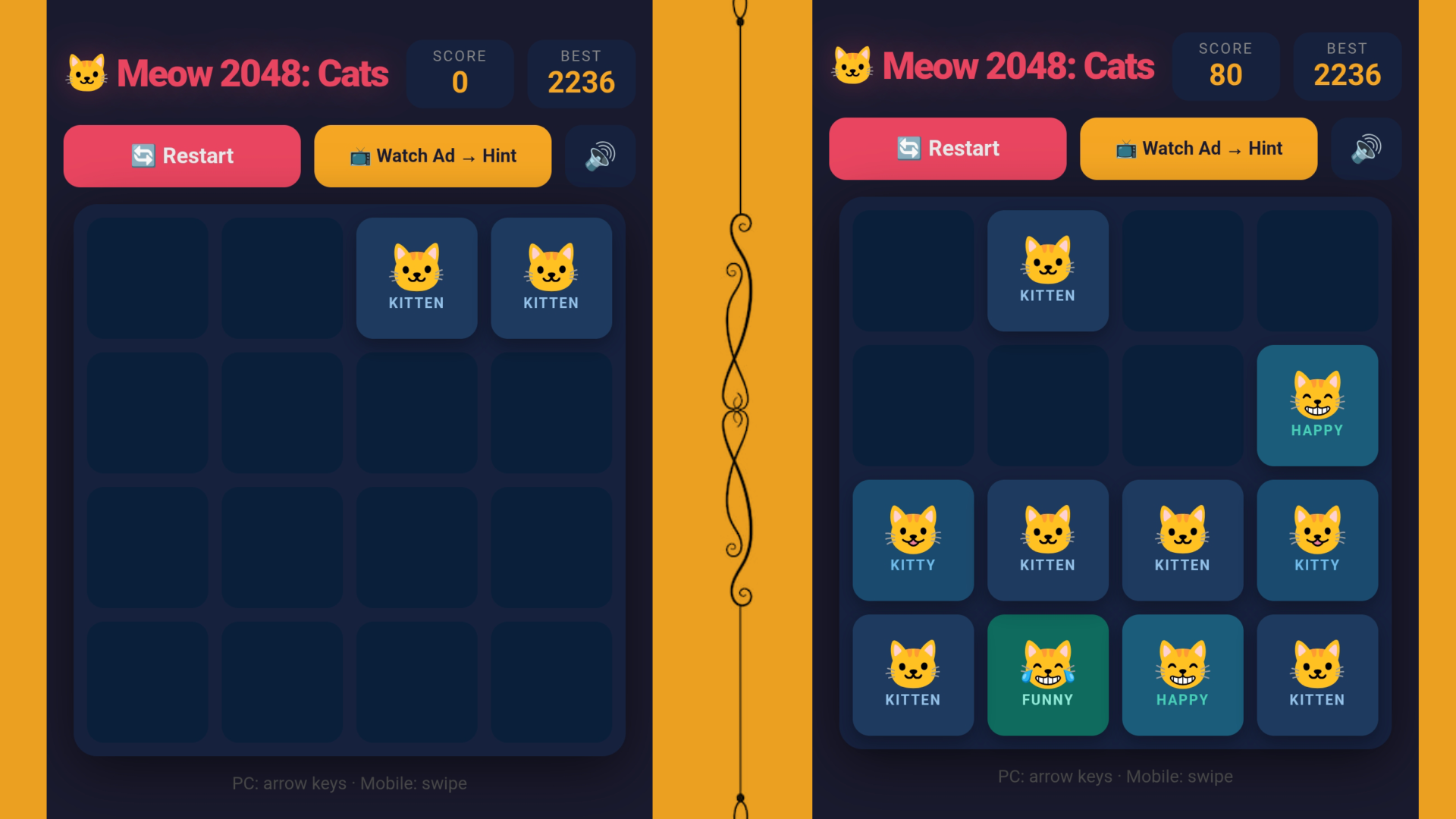 Meow 2048: Cats — screenshot 1